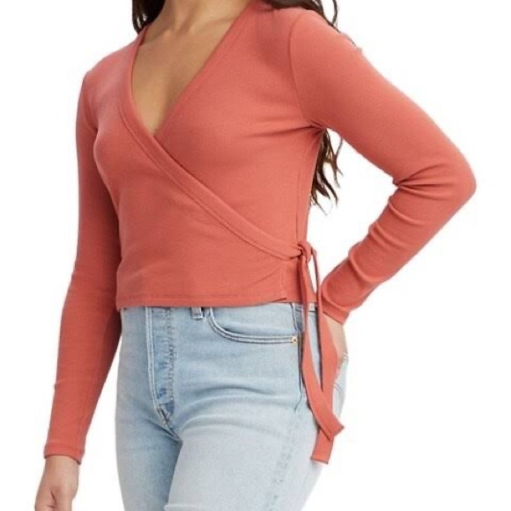 Madwell xs orange side tie polyester/ elastins top….
